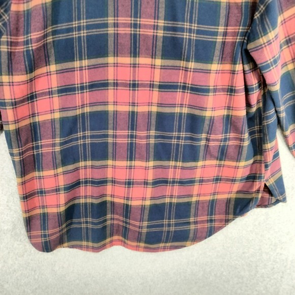 Madewell Button Down Shirt Womens Size L Red Blue Plaid Long Sleeve - Picture 10 of 11